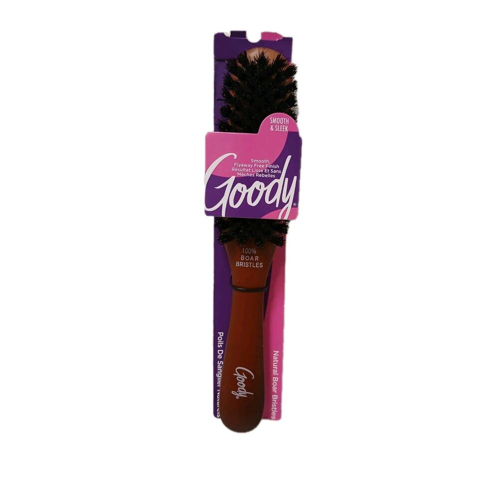 Goody Natural Boar Bristles Styler 8"‎ Hairbrush Smooth Sleek Hair Wood Handle